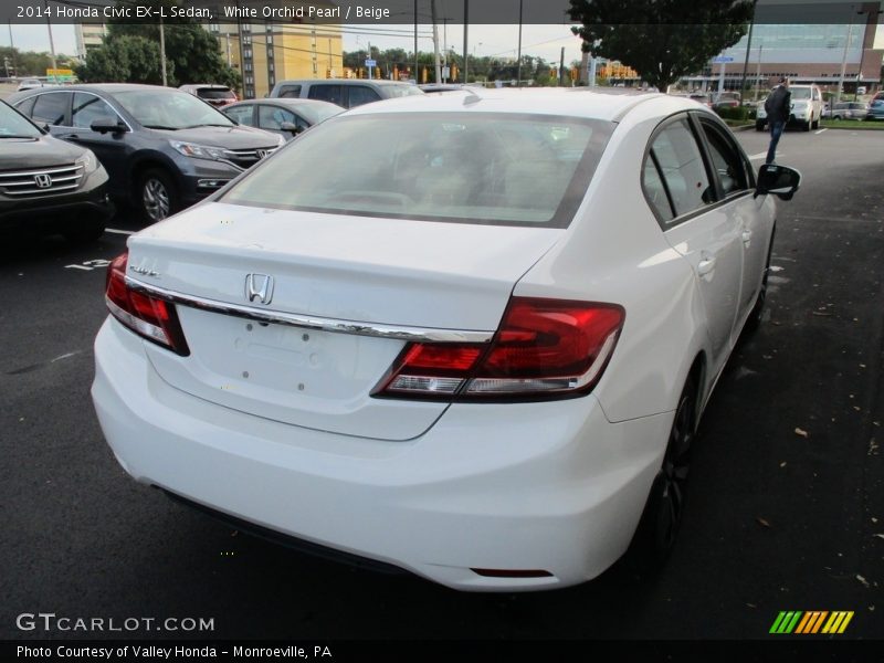 White Orchid Pearl / Beige 2014 Honda Civic EX-L Sedan
