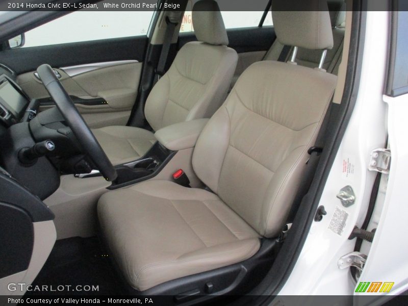 White Orchid Pearl / Beige 2014 Honda Civic EX-L Sedan