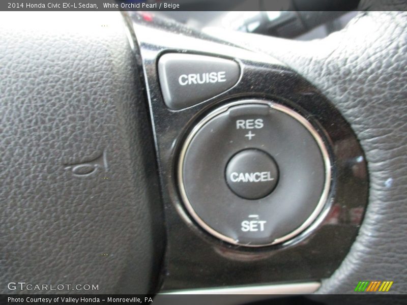 White Orchid Pearl / Beige 2014 Honda Civic EX-L Sedan
