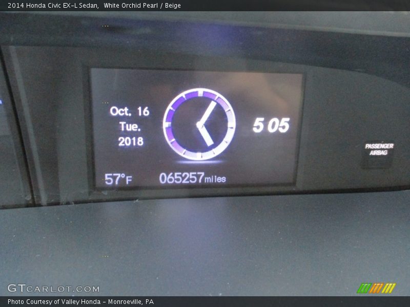 White Orchid Pearl / Beige 2014 Honda Civic EX-L Sedan