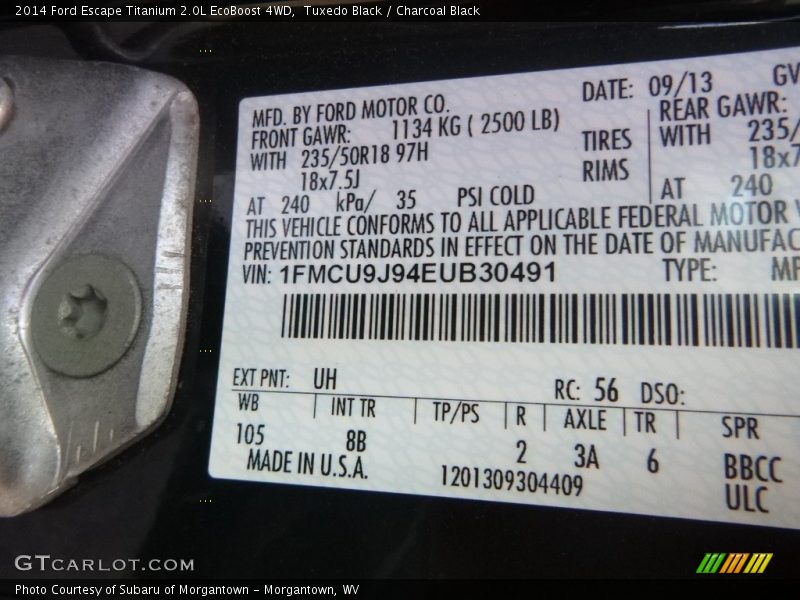 Tuxedo Black / Charcoal Black 2014 Ford Escape Titanium 2.0L EcoBoost 4WD