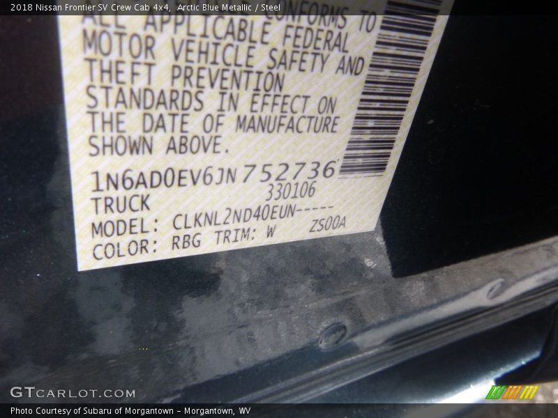 Arctic Blue Metallic / Steel 2018 Nissan Frontier SV Crew Cab 4x4