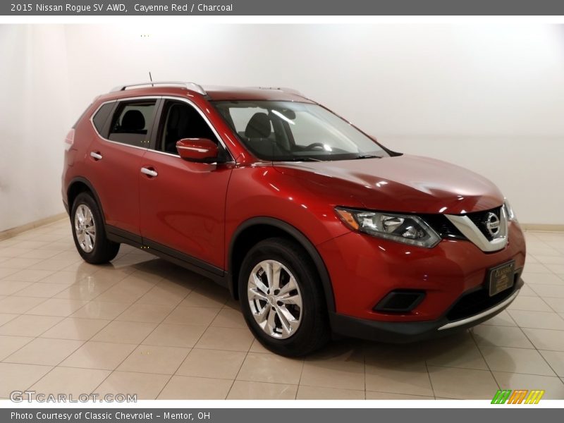 Cayenne Red / Charcoal 2015 Nissan Rogue SV AWD