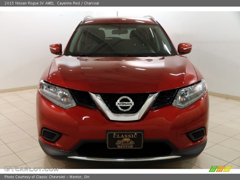 Cayenne Red / Charcoal 2015 Nissan Rogue SV AWD