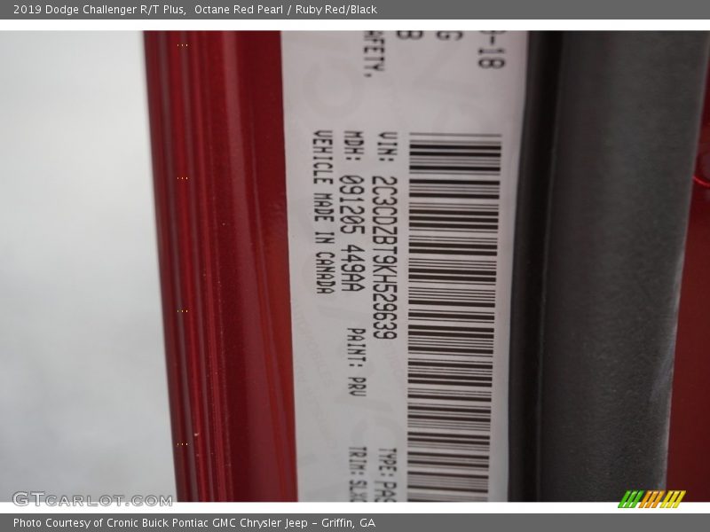 Octane Red Pearl / Ruby Red/Black 2019 Dodge Challenger R/T Plus
