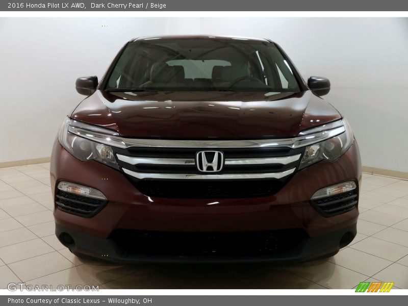 Dark Cherry Pearl / Beige 2016 Honda Pilot LX AWD