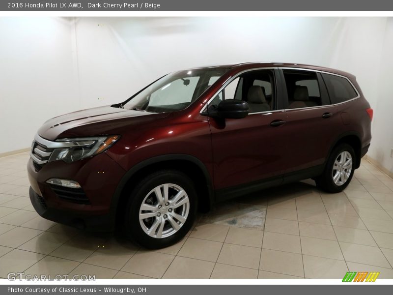 Dark Cherry Pearl / Beige 2016 Honda Pilot LX AWD