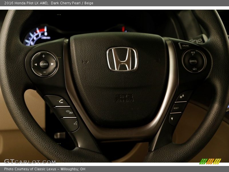 Dark Cherry Pearl / Beige 2016 Honda Pilot LX AWD