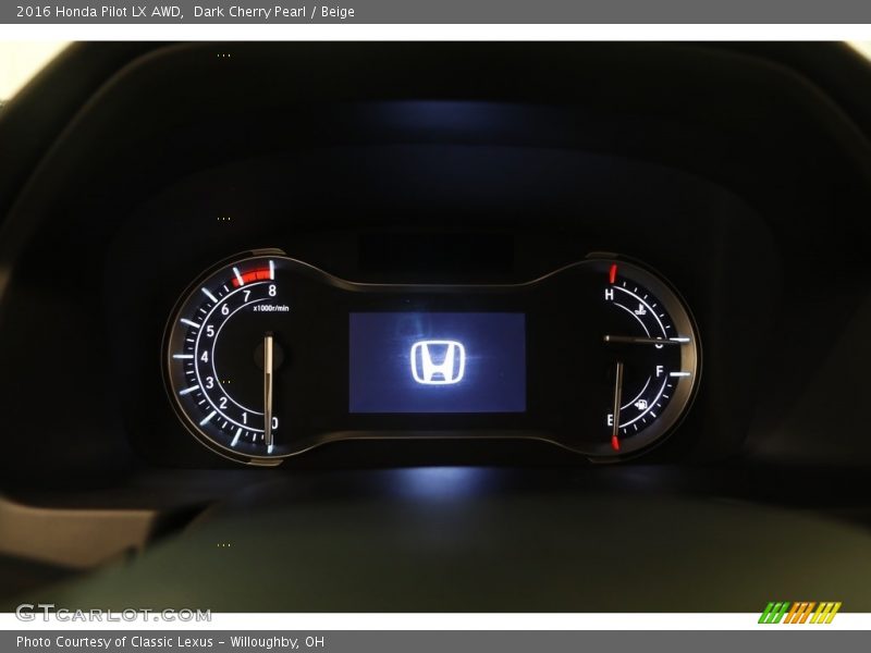 Dark Cherry Pearl / Beige 2016 Honda Pilot LX AWD