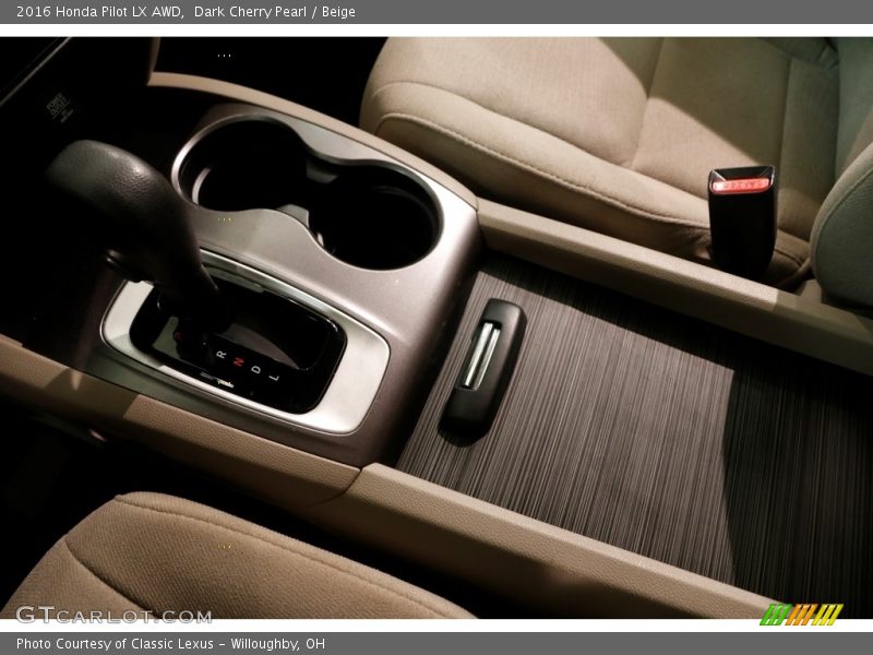 Dark Cherry Pearl / Beige 2016 Honda Pilot LX AWD