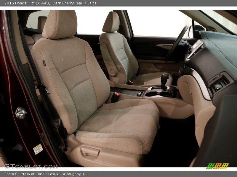 Dark Cherry Pearl / Beige 2016 Honda Pilot LX AWD