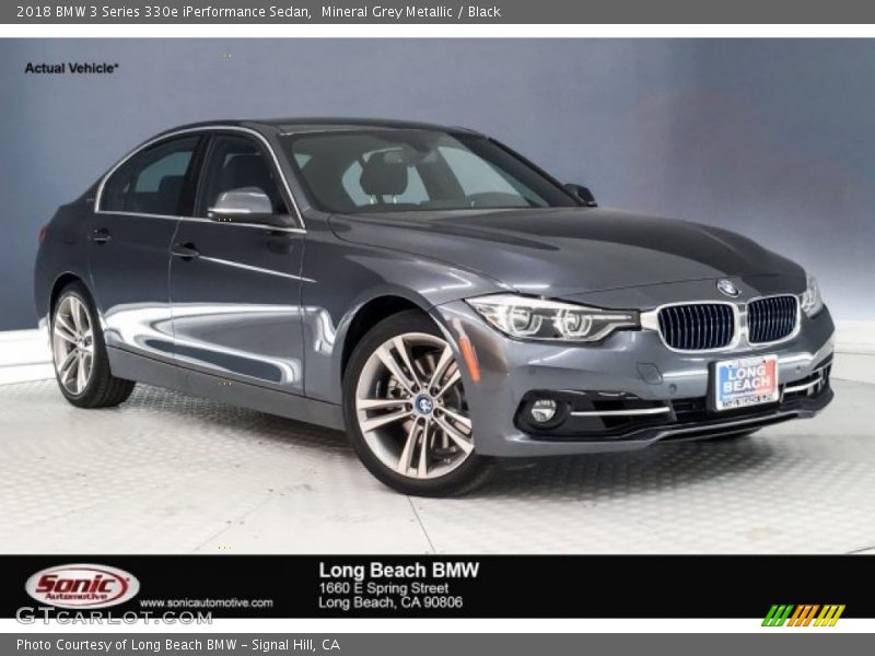 Mineral Grey Metallic / Black 2018 BMW 3 Series 330e iPerformance Sedan