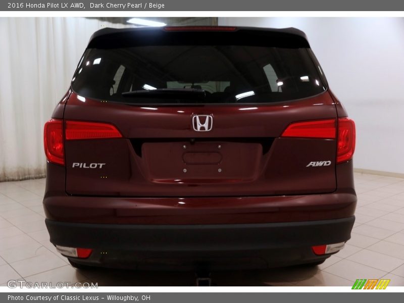 Dark Cherry Pearl / Beige 2016 Honda Pilot LX AWD