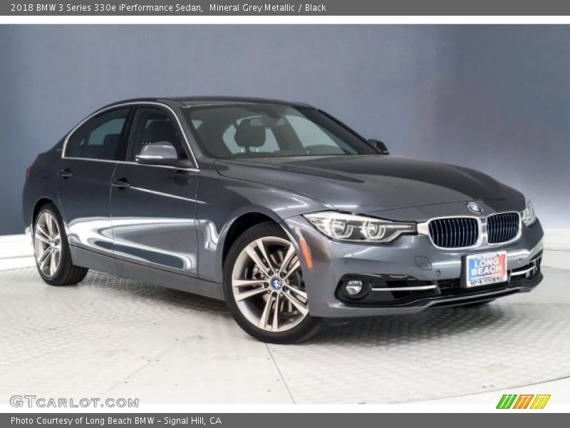 Mineral Grey Metallic / Black 2018 BMW 3 Series 330e iPerformance Sedan