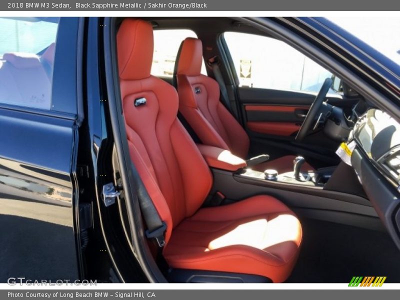 Black Sapphire Metallic / Sakhir Orange/Black 2018 BMW M3 Sedan