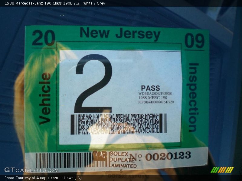 White / Grey 1988 Mercedes-Benz 190 Class 190E 2.3