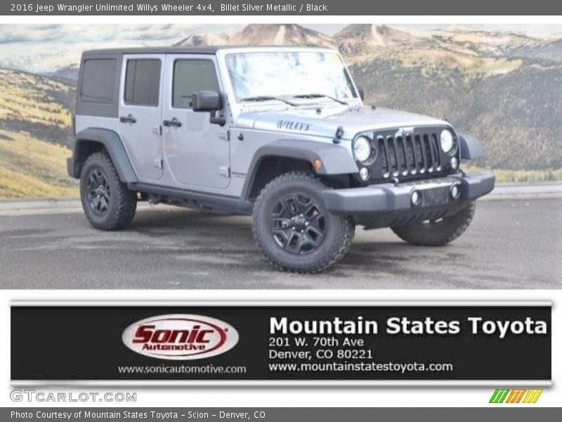 Billet Silver Metallic / Black 2016 Jeep Wrangler Unlimited Willys Wheeler 4x4