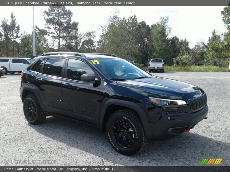 Diamond Black Crystal Pearl / Black 2019 Jeep Cherokee Trailhawk Elite 4x4