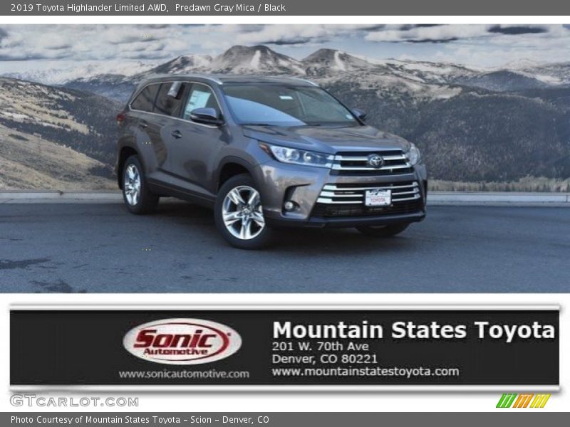 Predawn Gray Mica / Black 2019 Toyota Highlander Limited AWD