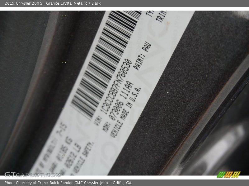 Granite Crystal Metallic / Black 2015 Chrysler 200 S