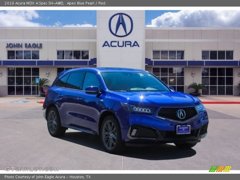 Apex Blue Pearl / Red 2019 Acura MDX A Spec SH-AWD