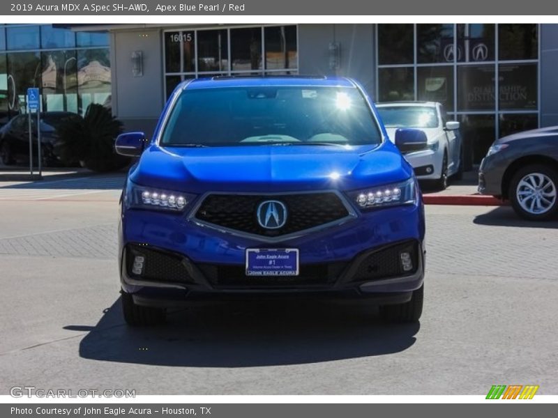 Apex Blue Pearl / Red 2019 Acura MDX A Spec SH-AWD