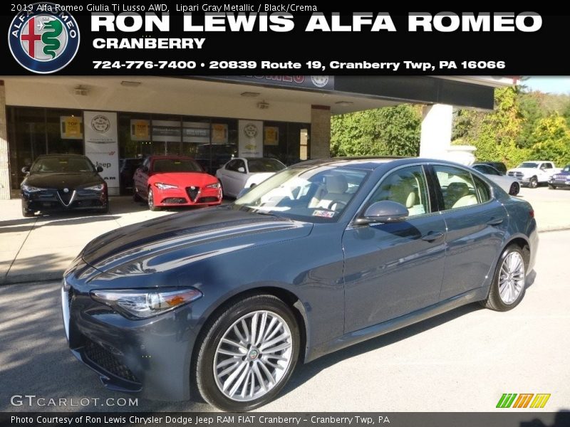 Lipari Gray Metallic / Black/Crema 2019 Alfa Romeo Giulia Ti Lusso AWD