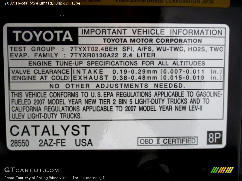 Black / Taupe 2007 Toyota RAV4 Limited