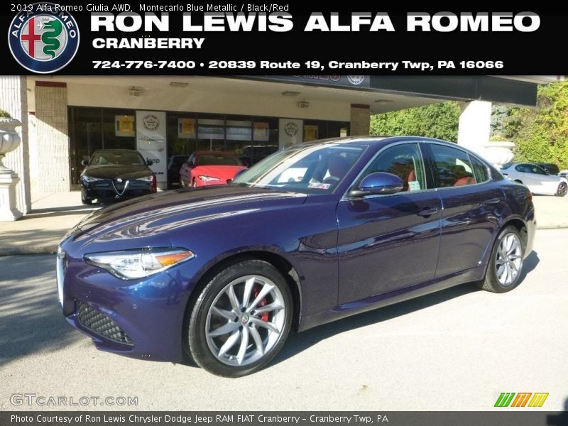 Montecarlo Blue Metallic / Black/Red 2019 Alfa Romeo Giulia AWD