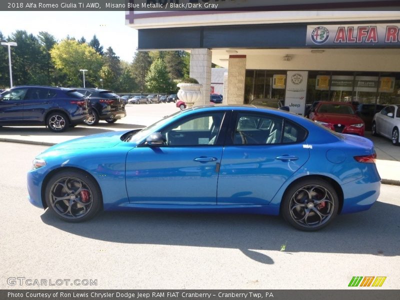 Misano Blue Metallic / Black/Dark Gray 2018 Alfa Romeo Giulia Ti AWD