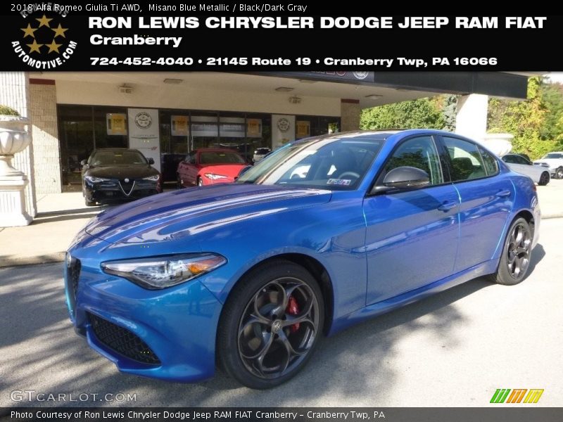 Misano Blue Metallic / Black/Dark Gray 2018 Alfa Romeo Giulia Ti AWD