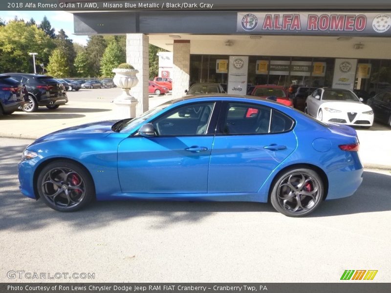Misano Blue Metallic / Black/Dark Gray 2018 Alfa Romeo Giulia Ti AWD