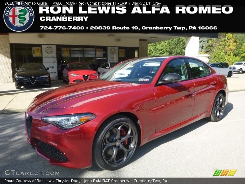 Rosso (Red) Competizione Tri-Coat / Black/Dark Gray 2018 Alfa Romeo Giulia Ti AWD