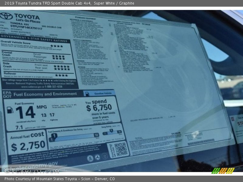 Super White / Graphite 2019 Toyota Tundra TRD Sport Double Cab 4x4