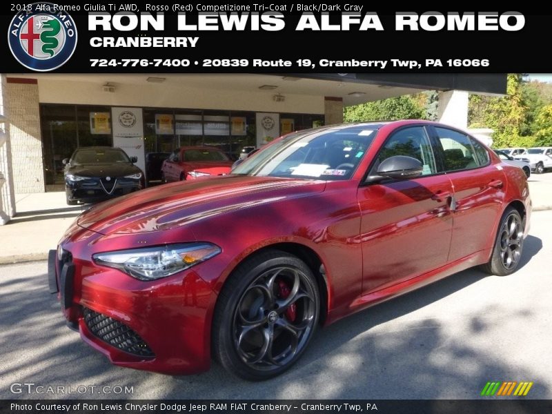 Rosso (Red) Competizione Tri-Coat / Black/Dark Gray 2018 Alfa Romeo Giulia Ti AWD