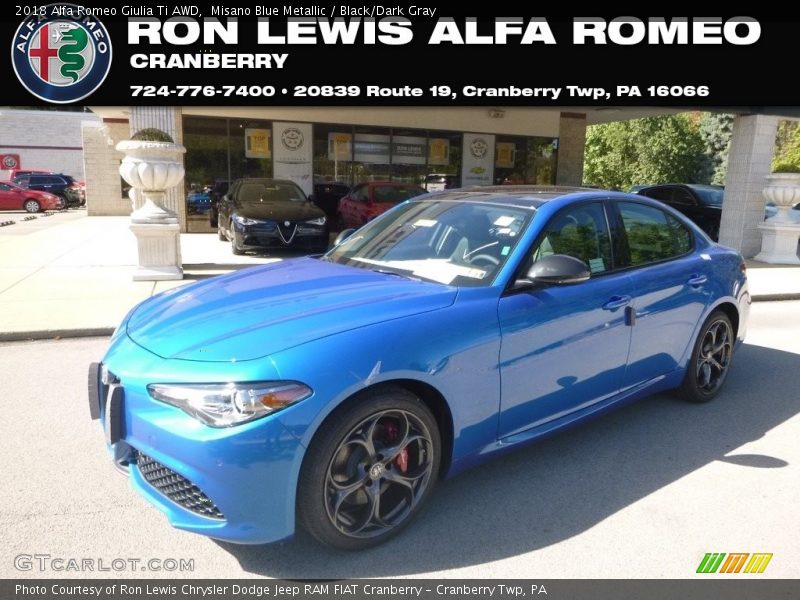 Misano Blue Metallic / Black/Dark Gray 2018 Alfa Romeo Giulia Ti AWD