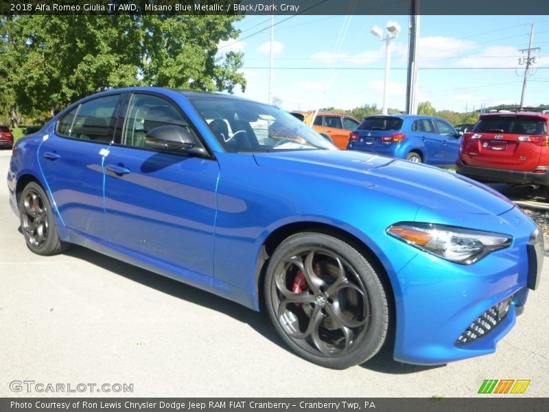 Misano Blue Metallic / Black/Dark Gray 2018 Alfa Romeo Giulia Ti AWD