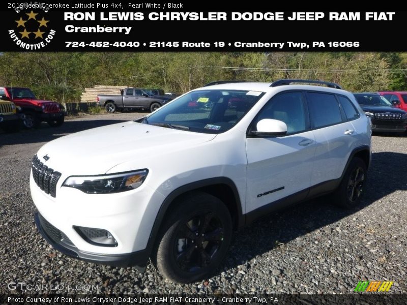 Pearl White / Black 2019 Jeep Cherokee Latitude Plus 4x4