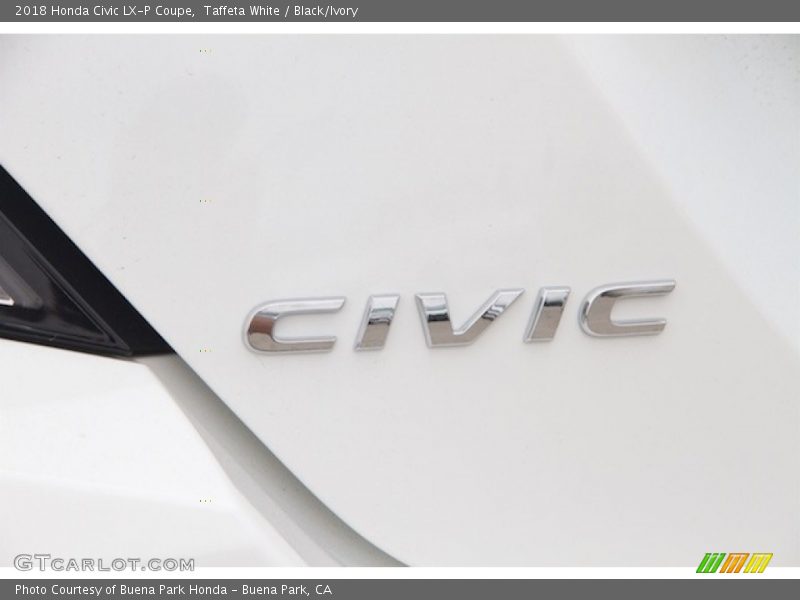 Taffeta White / Black/Ivory 2018 Honda Civic LX-P Coupe