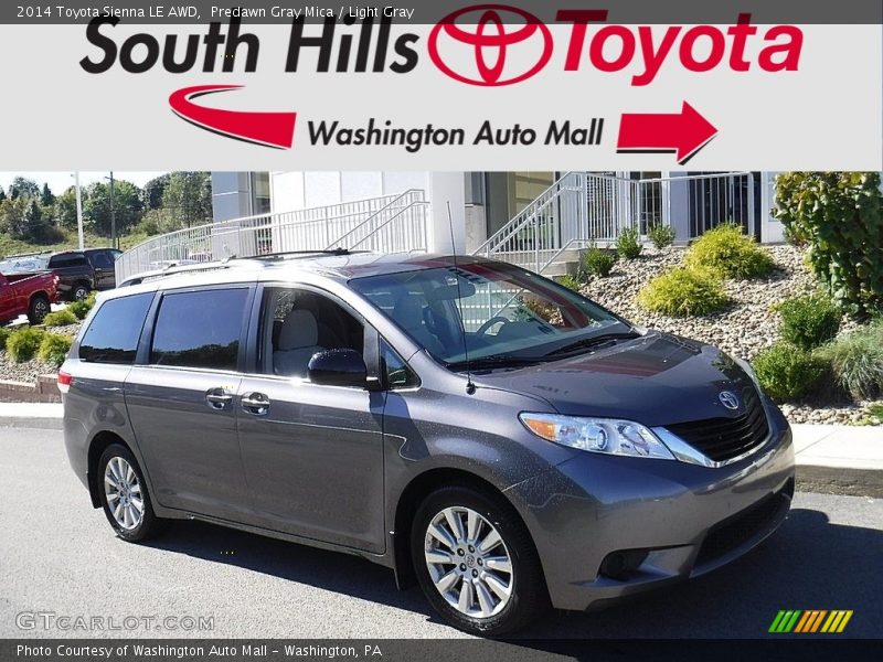 Predawn Gray Mica / Light Gray 2014 Toyota Sienna LE AWD
