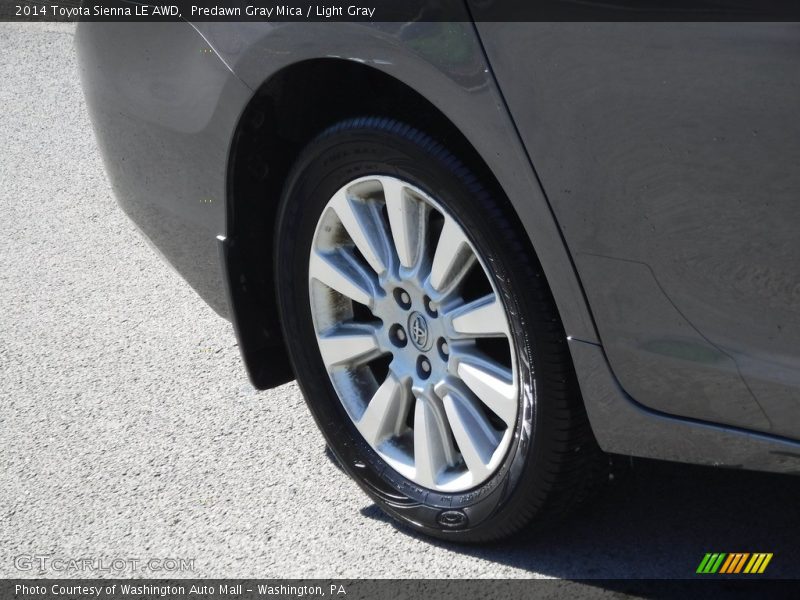 Predawn Gray Mica / Light Gray 2014 Toyota Sienna LE AWD