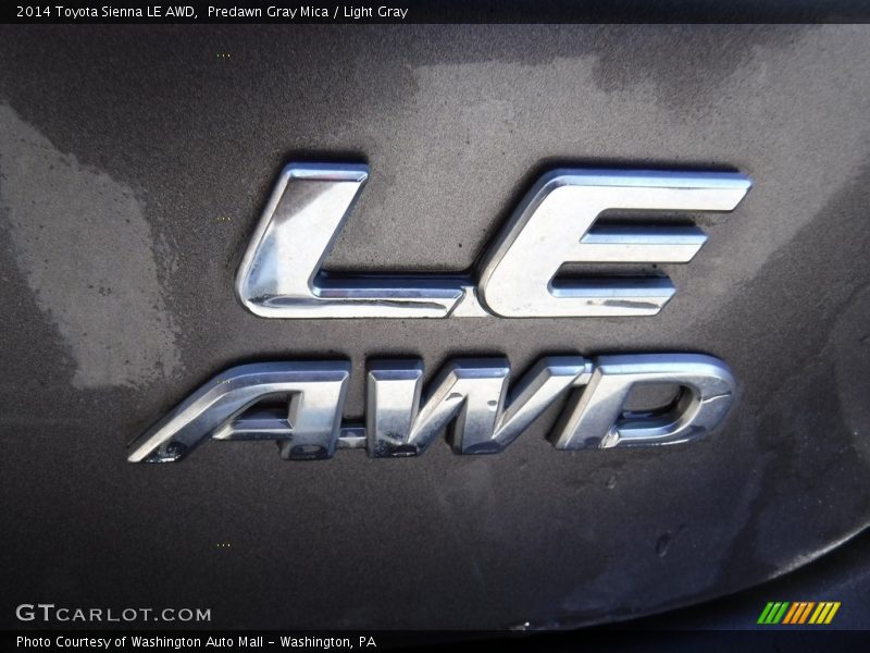 Predawn Gray Mica / Light Gray 2014 Toyota Sienna LE AWD