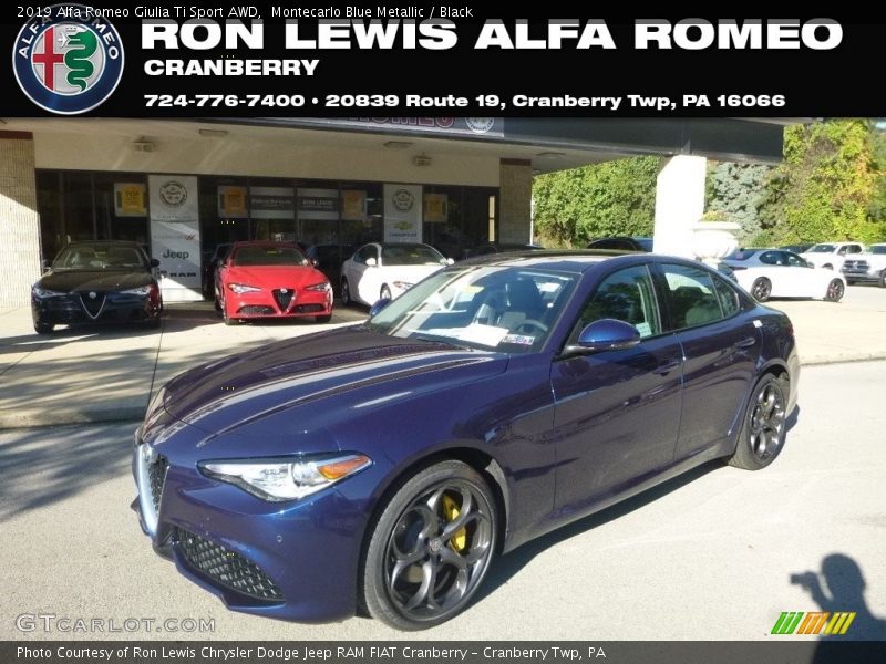Montecarlo Blue Metallic / Black 2019 Alfa Romeo Giulia Ti Sport AWD