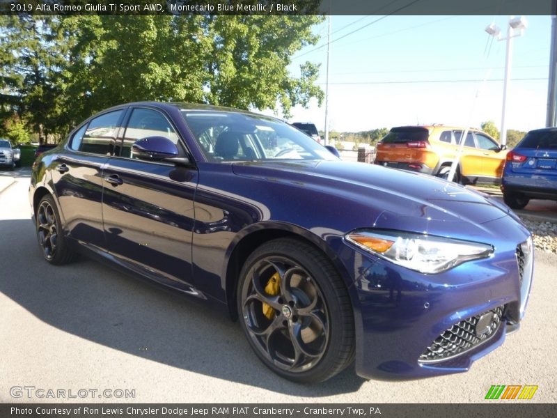 Montecarlo Blue Metallic / Black 2019 Alfa Romeo Giulia Ti Sport AWD