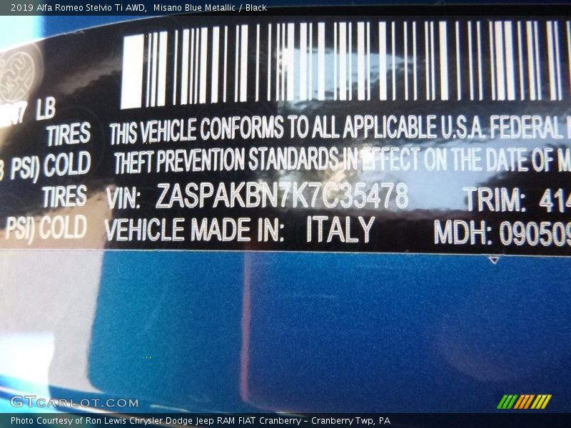 Misano Blue Metallic / Black 2019 Alfa Romeo Stelvio Ti AWD
