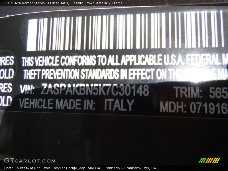 Basalto Brown Metallic / Crema 2019 Alfa Romeo Stelvio Ti Lusso AWD