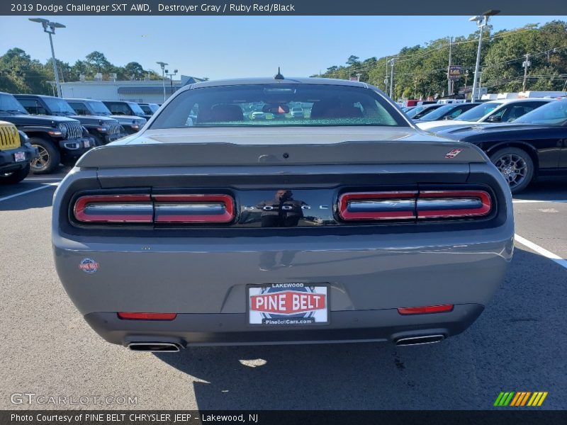 Destroyer Gray / Ruby Red/Black 2019 Dodge Challenger SXT AWD