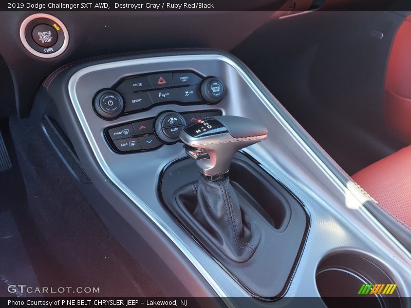 Destroyer Gray / Ruby Red/Black 2019 Dodge Challenger SXT AWD