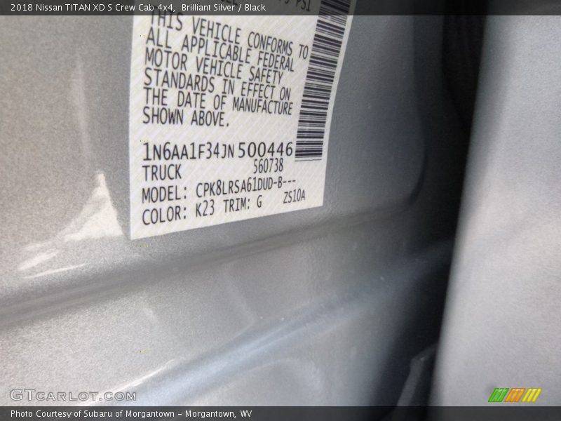 Brilliant Silver / Black 2018 Nissan TITAN XD S Crew Cab 4x4