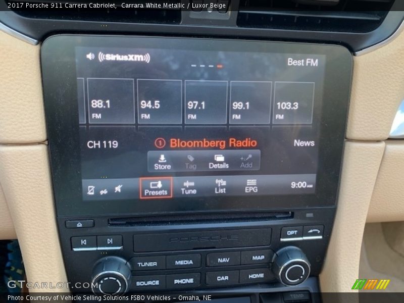 Carrara White Metallic / Luxor Beige 2017 Porsche 911 Carrera Cabriolet